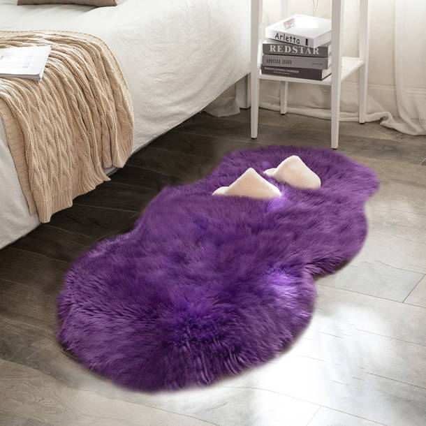 Mercer41 Handmade Faux Sheepskin Purple Rug & Reviews Wayfair